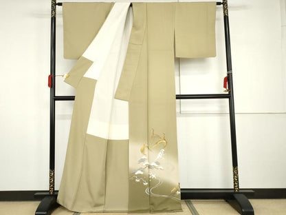 平和屋着物●豪華色留袖　駒刺繍　松竹梅鶴文　暈し染め　金糸　金銀彩　正絹　逸品　AABI0105cs