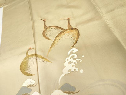 平和屋着物●豪華色留袖　駒刺繍　松竹梅鶴文　暈し染め　金糸　金銀彩　正絹　逸品　AABI0105cs