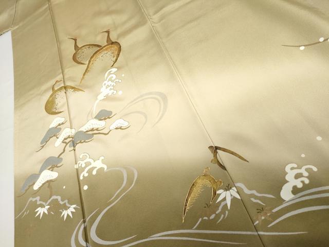 平和屋着物●豪華色留袖　駒刺繍　松竹梅鶴文　暈し染め　金糸　金銀彩　正絹　逸品　AABI0105cs
