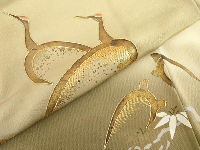 平和屋着物●豪華色留袖　駒刺繍　松竹梅鶴文　暈し染め　金糸　金銀彩　正絹　逸品　AABI0105cs