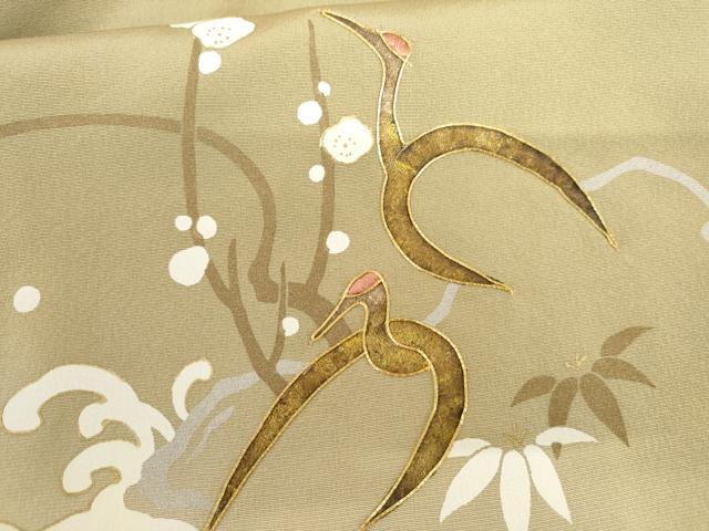 平和屋着物●豪華色留袖　駒刺繍　松竹梅鶴文　暈し染め　金糸　金銀彩　正絹　逸品　AABI0105cs