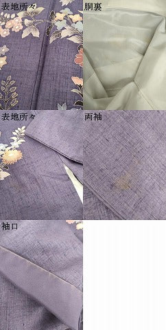 平和屋着物●訪問着　紬地　枝花文　金彩　やまと誂製　正絹　逸品　AABI0107cs