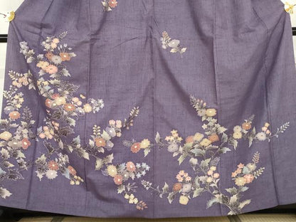 平和屋着物●訪問着　紬地　枝花文　金彩　やまと誂製　正絹　逸品　AABI0107cs