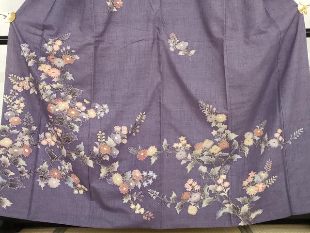 平和屋着物●訪問着　紬地　枝花文　金彩　やまと誂製　正絹　逸品　AABI0107cs