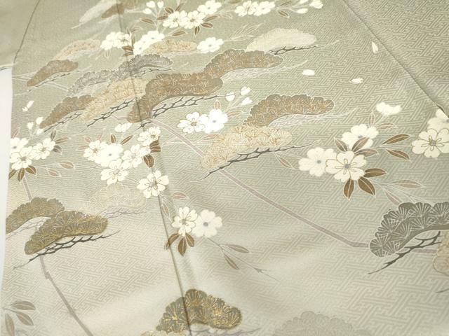 平和屋着物●訪問着　桜　流水笹松文　暈し染め　金彩　正絹　逸品　AABI0108cs