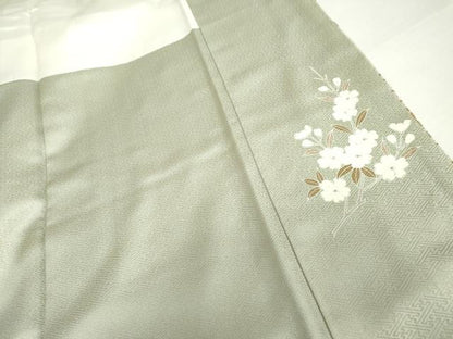 平和屋着物●訪問着　桜　流水笹松文　暈し染め　金彩　正絹　逸品　AABI0108cs