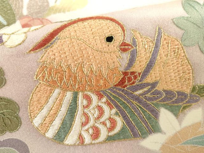 平和屋着物●訪問着 友禅 作家物 中国三大刺繍 汕頭刺繍 スワトウ刺繍 鴛鴦吉祥草花文 暈し染め 金糸 金彩 正絹 逸品 AABI0110cs