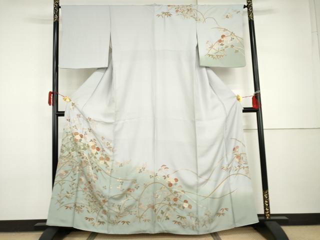 平和屋着物●訪問着　枝花文　暈し染め　金彩　正絹　逸品　AABI0111cs