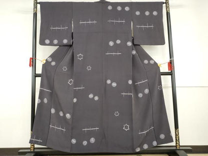 平和屋着物●上質な小紋　絞り　幾何学丸文　金彩　正絹　逸品　AABI0112cs