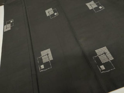 平和屋着物●本場大島紬　地空き　カタス9マルキ　色紙重ね文　黒地　正絹　逸品　AABI0113cs