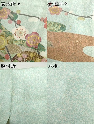 平和屋着物●京友禅の第一人者　松井青々　訪問着　枝梅　金銀彩　正絹　逸品　AABI0116cs