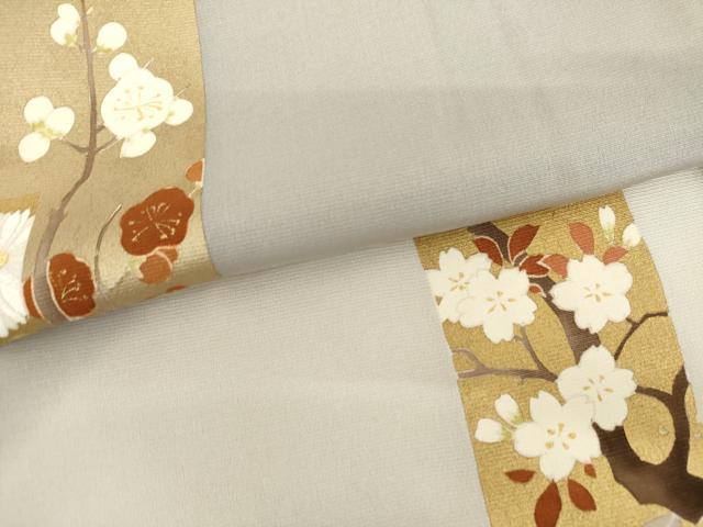 平和屋着物●訪問着　友禅　短冊花文　暈し染め　金彩　正絹　逸品　未使用　AABI0117cs