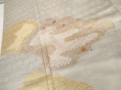 平和屋着物●訪問着　絞り　刺繍　吹寄せ花文　金糸　金彩　正絹　逸品　AABI0118cs