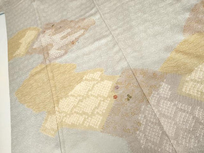 平和屋着物●訪問着　絞り　刺繍　吹寄せ花文　金糸　金彩　正絹　逸品　AABI0118cs