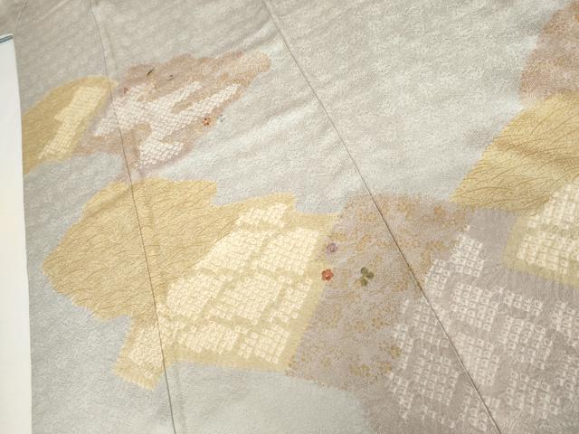 平和屋着物●訪問着　絞り　刺繍　吹寄せ花文　金糸　金彩　正絹　逸品　AABI0118cs