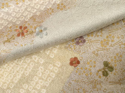 平和屋着物●訪問着　絞り　刺繍　吹寄せ花文　金糸　金彩　正絹　逸品　AABI0118cs