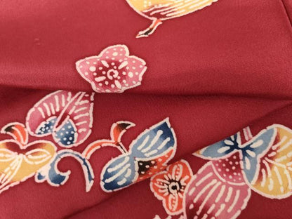 平和屋着物●上質な小紋　型染め　草花文　正絹　逸品　AABI0119cs