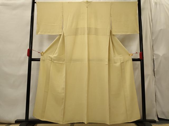 平和屋着物▽上質な色無地　単衣　紋意匠　飴色　正絹　逸品　AABI0122st