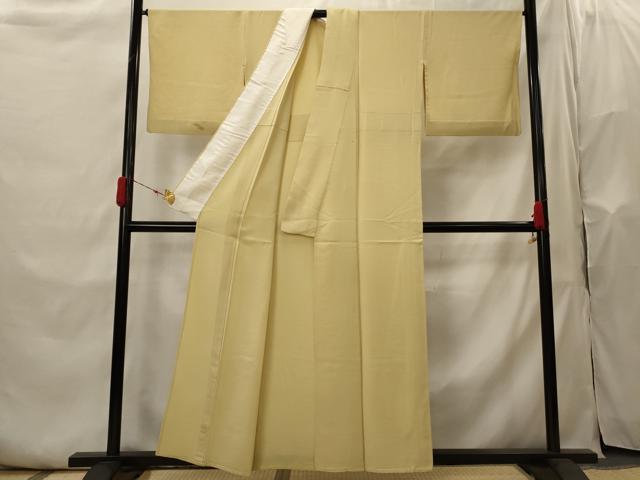 平和屋着物▽上質な色無地　単衣　紋意匠　飴色　正絹　逸品　AABI0122st