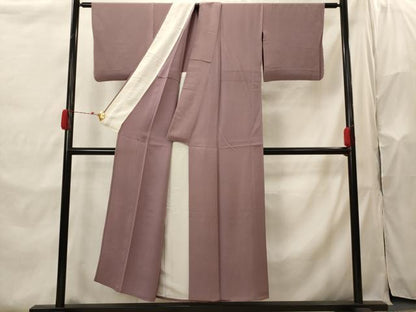 平和屋着物▽上質な色無地　単衣　作家物　紋意匠　二藍色　正絹　逸品　AABI0123st