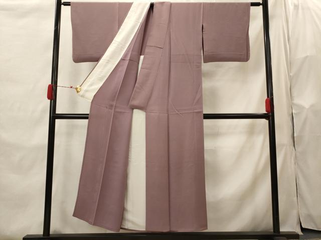 平和屋着物▽上質な色無地　単衣　作家物　紋意匠　二藍色　正絹　逸品　AABI0123st