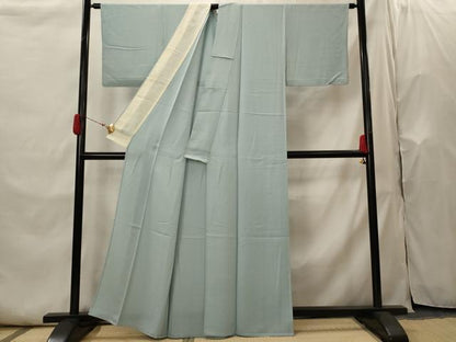 平和屋着物▽上質な色無地　単衣　紋意匠　湊鼠色　正絹　逸品　AABI0124st