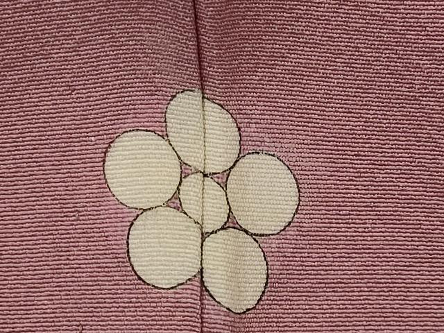 平和屋着物▽上質な色無地　単衣　紋意匠　蘇芳香色　正絹　逸品　AABI0125st