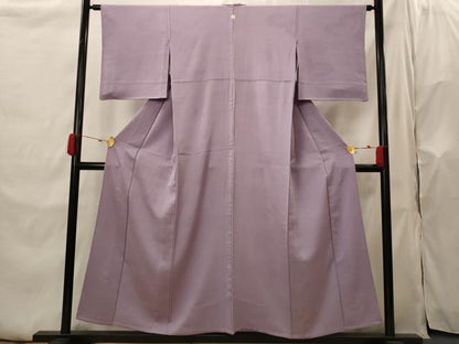 平和屋着物▽上質な色無地　単衣　紋意匠　竜胆色　正絹　逸品　AABI0126st