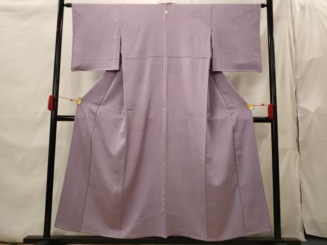 平和屋着物▽上質な色無地　単衣　紋意匠　竜胆色　正絹　逸品　AABI0126st