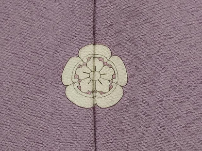 平和屋着物▽上質な色無地　単衣　紋意匠　竜胆色　正絹　逸品　AABI0126st