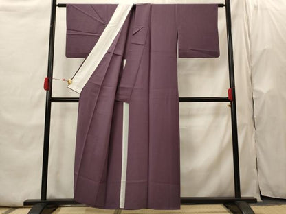 平和屋着物▽色無地　単衣　紋意匠　桑の実色　洗える着物　AABI0127st