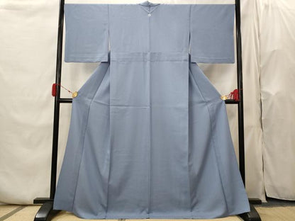 平和屋着物▽上質な色無地　単衣　松竹梅地紋　薄花色　正絹　逸品　AABI0129st