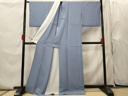 平和屋着物▽上質な色無地　単衣　松竹梅地紋　薄花色　正絹　逸品　AABI0129st