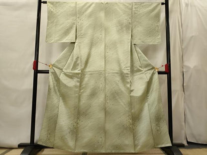 平和屋着物▽上質な小紋　単衣　芝草花文　正絹　逸品　AABI0139st