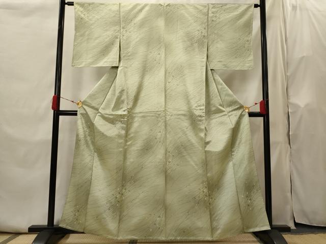 平和屋着物▽上質な小紋　単衣　芝草花文　正絹　逸品　AABI0139st
