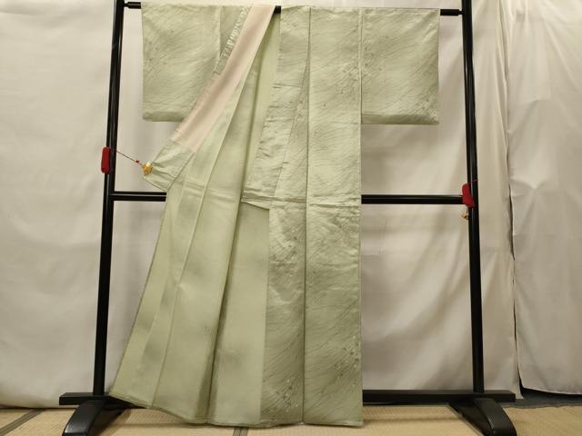 平和屋着物▽上質な小紋　単衣　芝草花文　正絹　逸品　AABI0139st