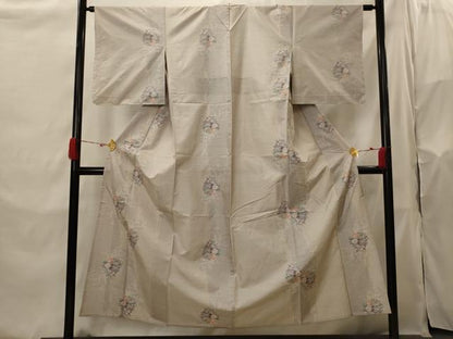 平和屋着物▽本場大島紬　単衣　花丸文　正絹　逸品　AABI0141st