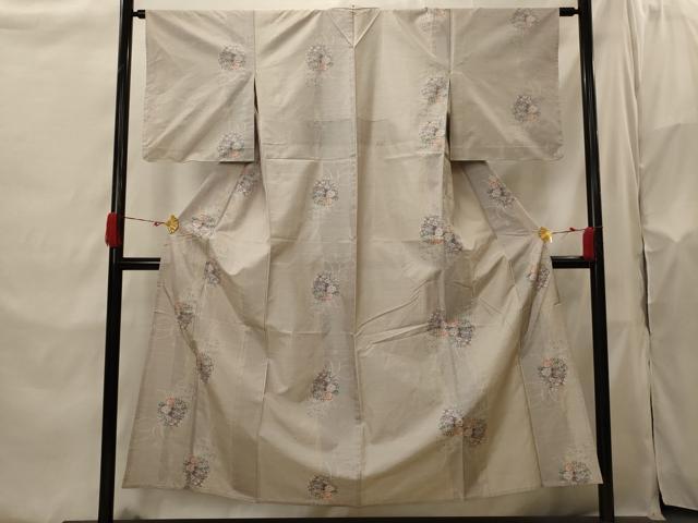 平和屋着物▽本場大島紬　単衣　花丸文　正絹　逸品　AABI0141st