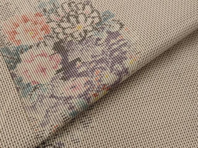 平和屋着物▽本場大島紬　単衣　花丸文　正絹　逸品　AABI0141st