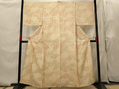 平和屋着物▽上質な小紋　単衣　絞り　麻の葉文様　正絹　逸品　AABI0143st