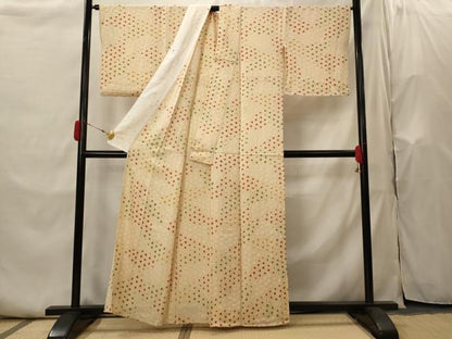平和屋着物▽上質な小紋　単衣　絞り　麻の葉文様　正絹　逸品　AABI0143st