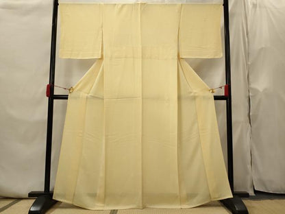 平和屋着物▽上質な色無地　単衣　兎地紋　卵色　正絹　逸品　AABI0146st