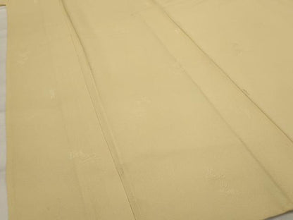 平和屋着物▽上質な色無地　単衣　兎地紋　卵色　正絹　逸品　AABI0146st