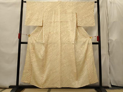 平和屋着物▽上質な小紋　単衣　絞り　流水文　正絹　逸品　AABI0147st