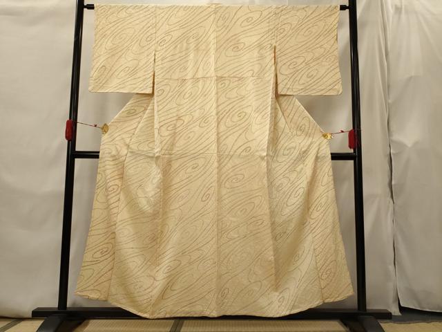 平和屋着物▽上質な小紋　単衣　絞り　流水文　正絹　逸品　AABI0147st