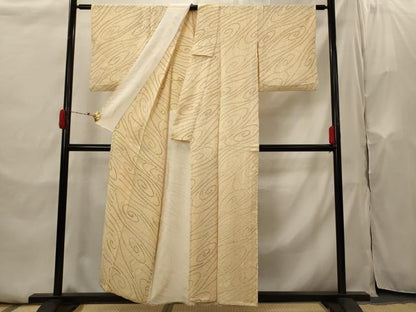平和屋着物▽上質な小紋　単衣　絞り　流水文　正絹　逸品　AABI0147st