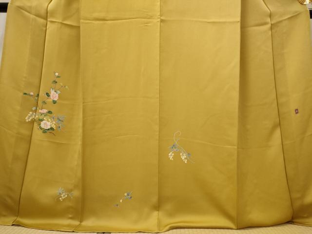 平和屋着物▽訪問着　単衣　作家物　草花文　正絹　逸品　AABI0148st