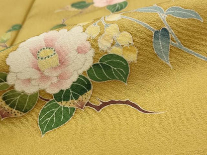 平和屋着物▽訪問着　単衣　作家物　草花文　正絹　逸品　AABI0148st
