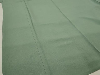 平和屋着物▽上質な色無地　単衣　紋意匠　千草色　正絹　逸品　未使用　AABI0149st