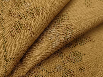 平和屋着物▽上質な紬　単衣　枝花文　正絹　逸品　AABI0153st